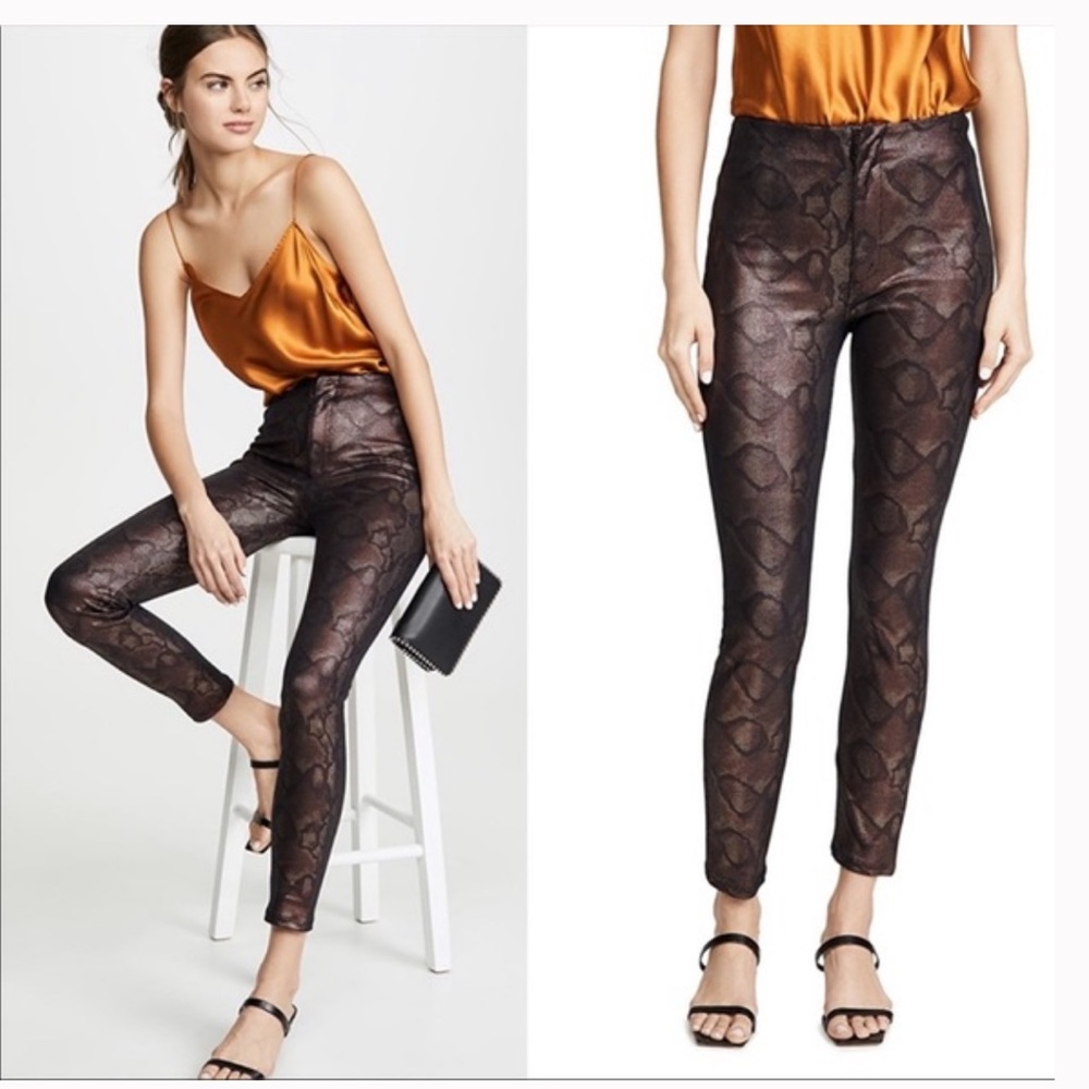MOTHER The Looker High Waisted Seamless Snake Black and Brown pants size 27